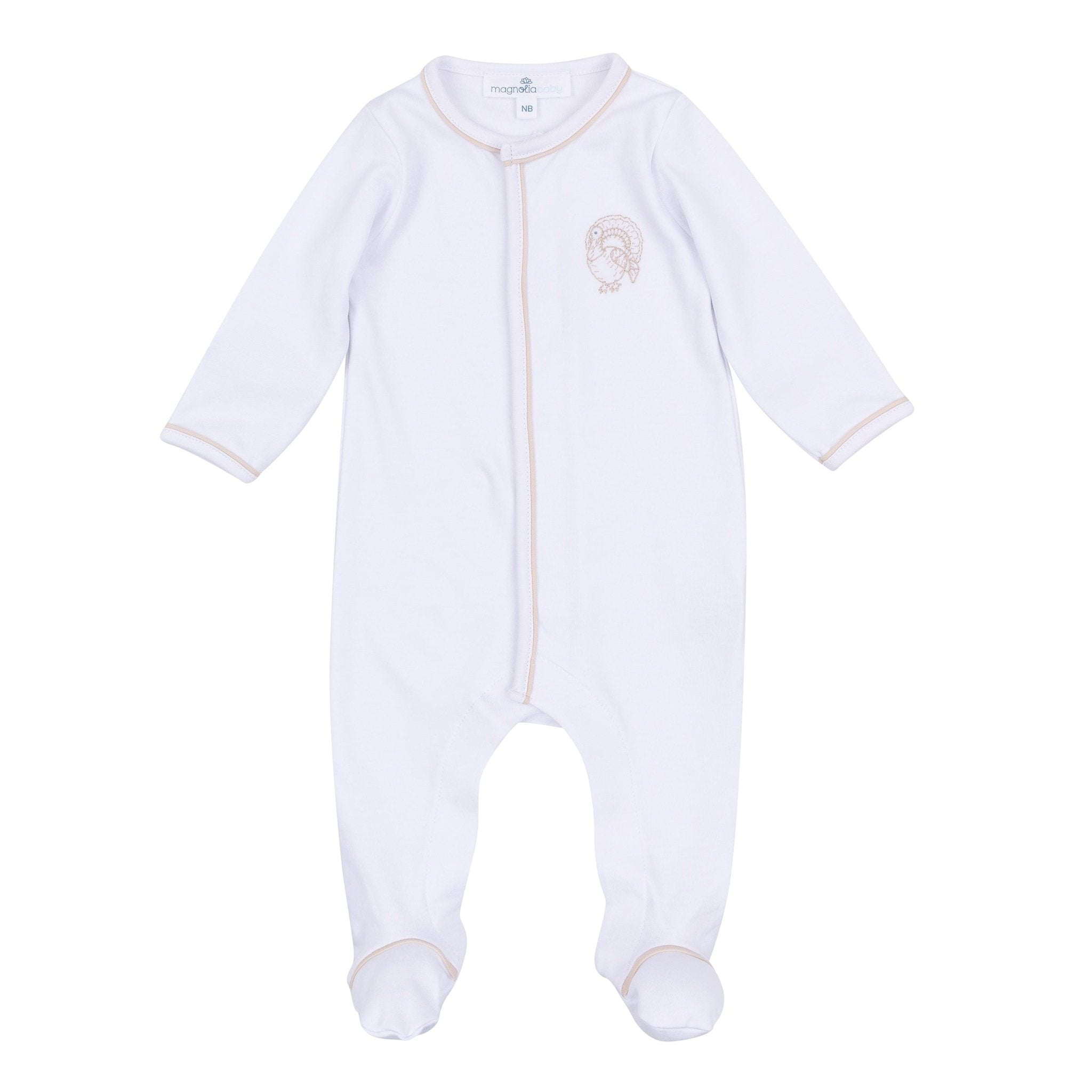 Magnolia Baby_Harvest Blessings Hand-Embroidered Footie - Ivory_2
