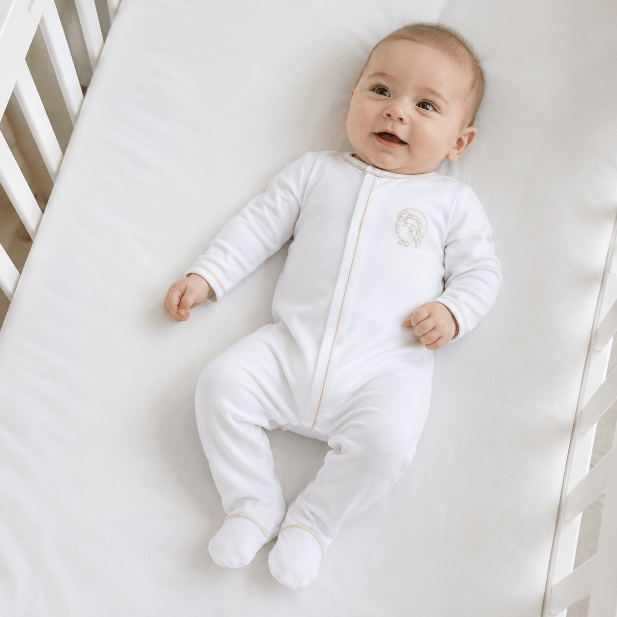 Magnolia Baby_Harvest Blessings Hand-Embroidered Footie - Ivory_1