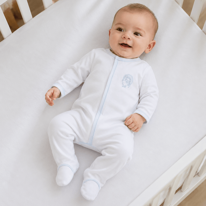 Magnolia Baby_Harvest Blessings Hand-Embroidered Footie - Light Blue_1