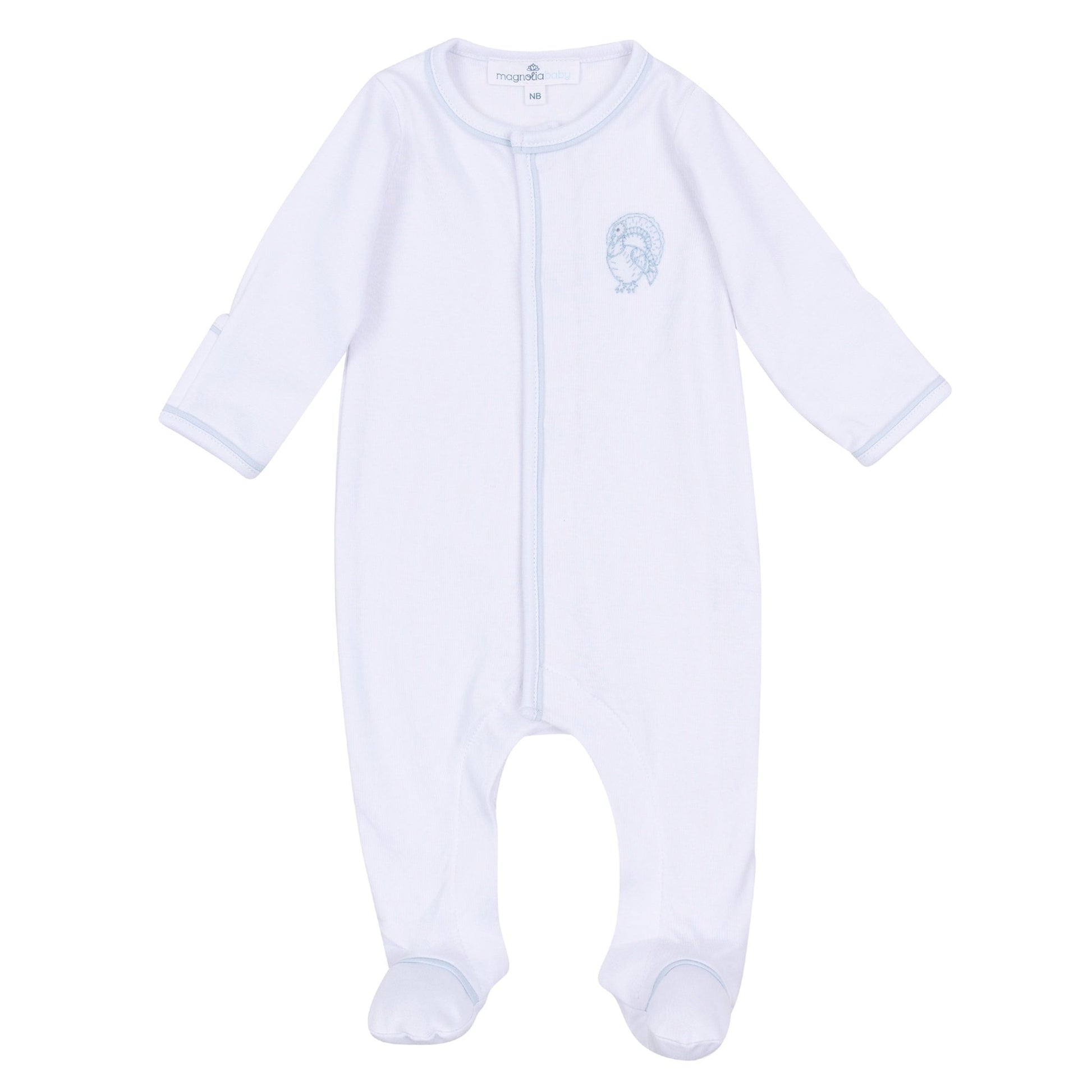 Magnolia Baby_Harvest Blessings Hand-Embroidered Footie - Light Blue_2