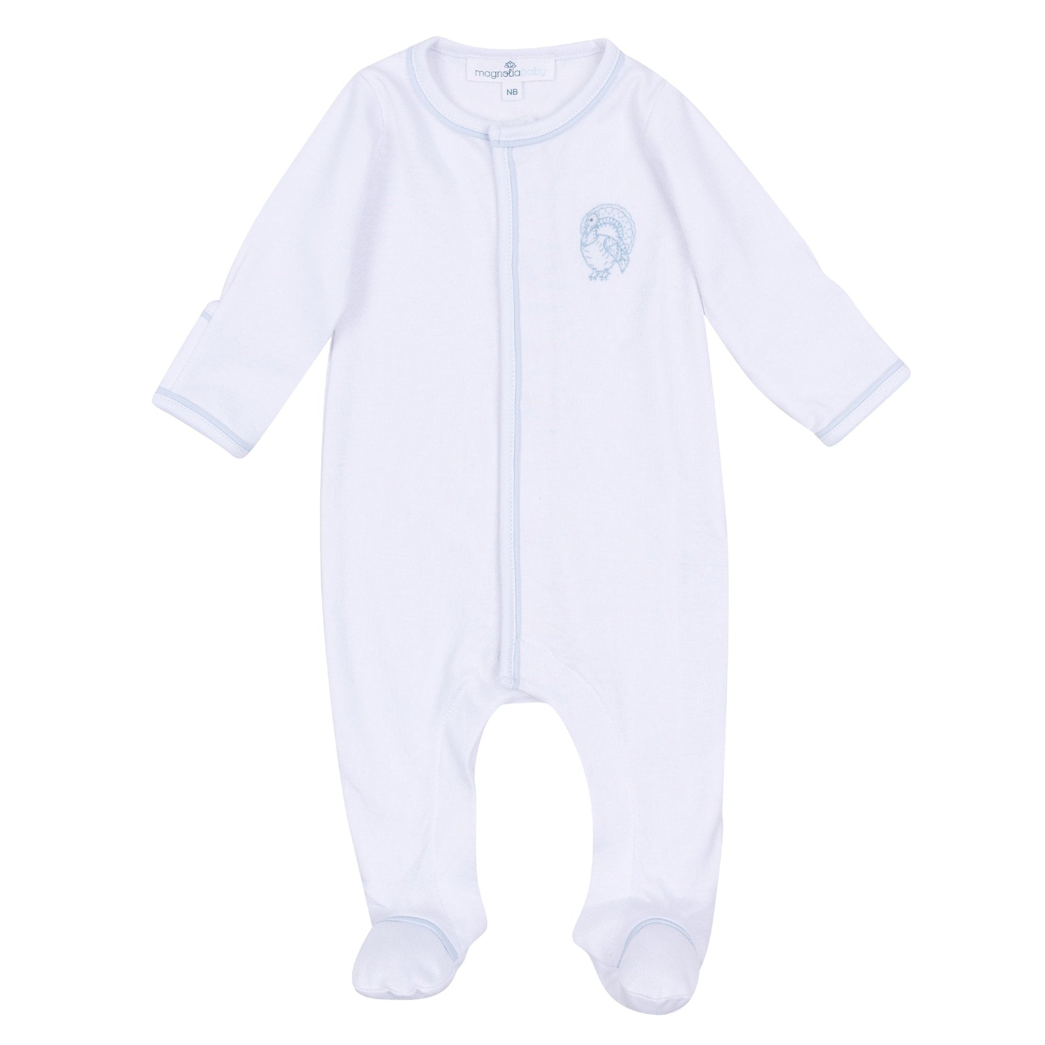 Magnolia Baby_Harvest Blessings Hand-Embroidered Footie - Light Blue_2