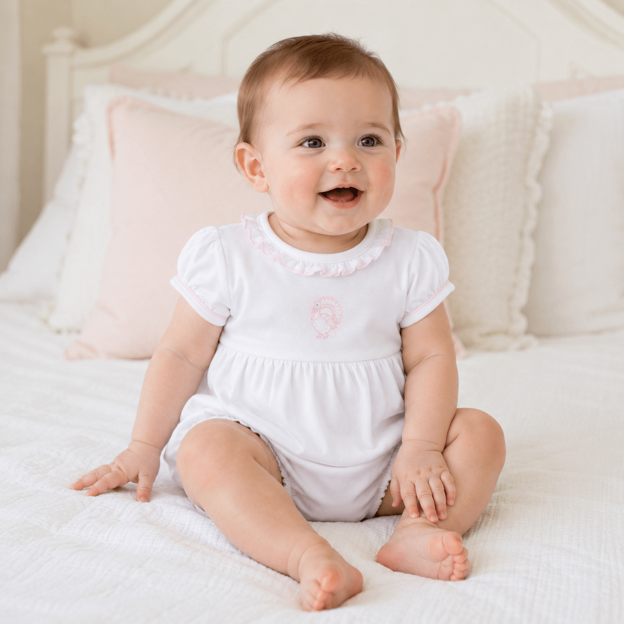 Magnolia Baby_Harvest Blessings Hand-Embroidered Short Sleeve Bubble - Pink_1