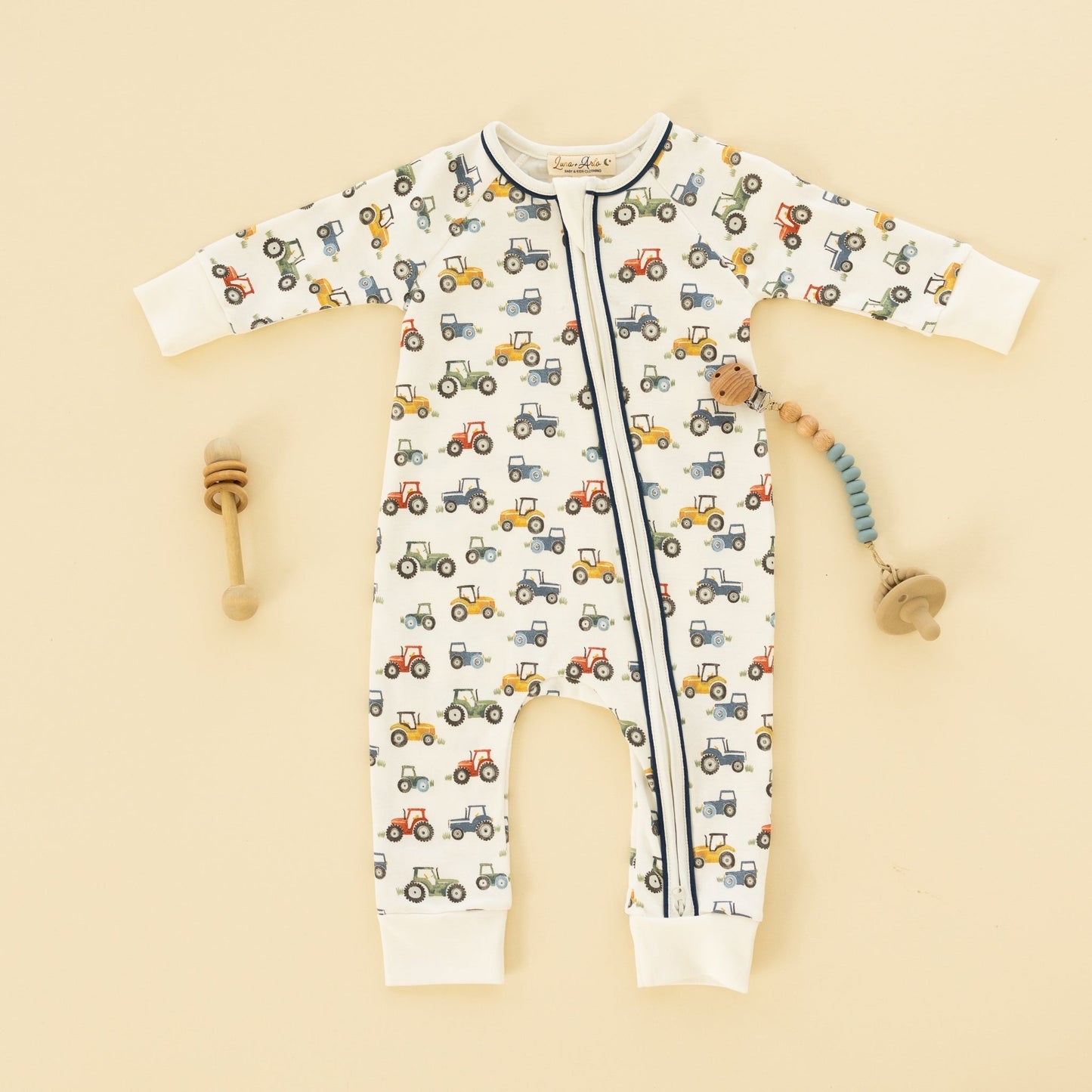 Luna and Arlo_Harvest Haulers Zip Playsuit_1