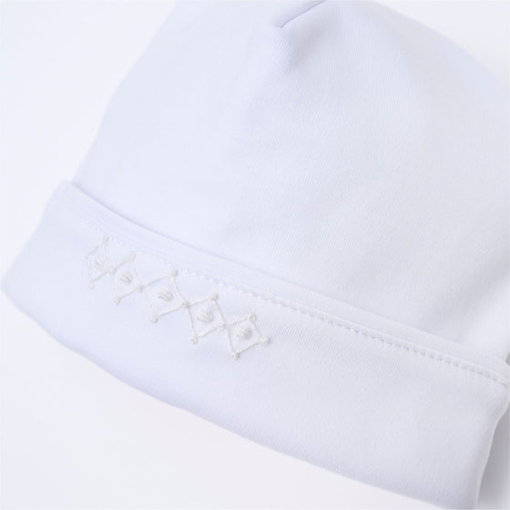 Hazel and Hudson Embroidered Hat - White - Magnolia BabyHat