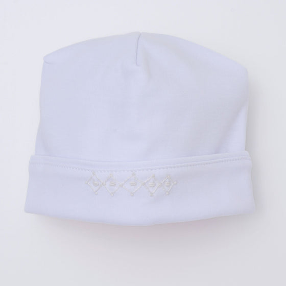 Hazel and Hudson Embroidered Hat - White - Magnolia BabyHat