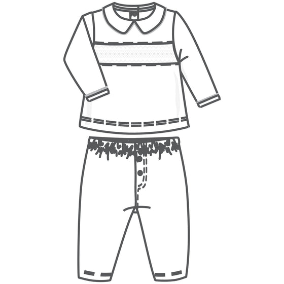 Hazel and Hudson Smocked 2pc Pant Set - White - Magnolia BabyPant Set