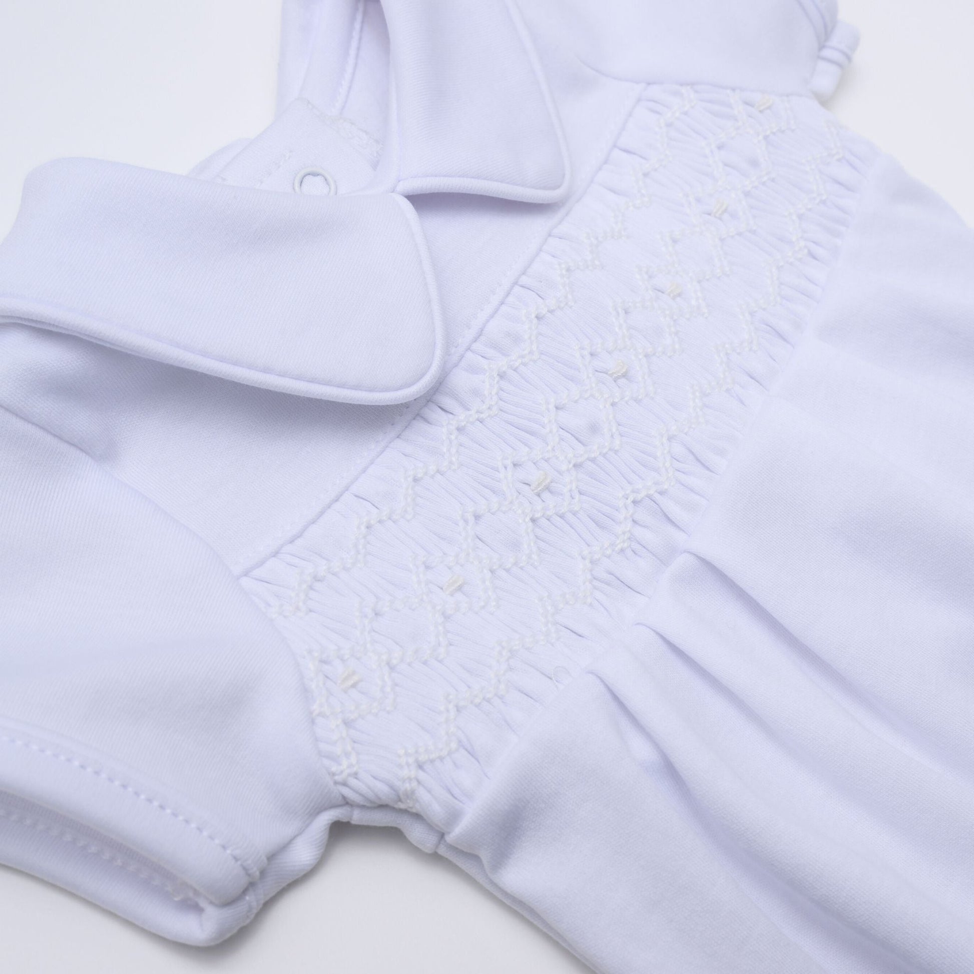 Hazel and Hudson Smocked Bubble - White - Magnolia BabyBubble