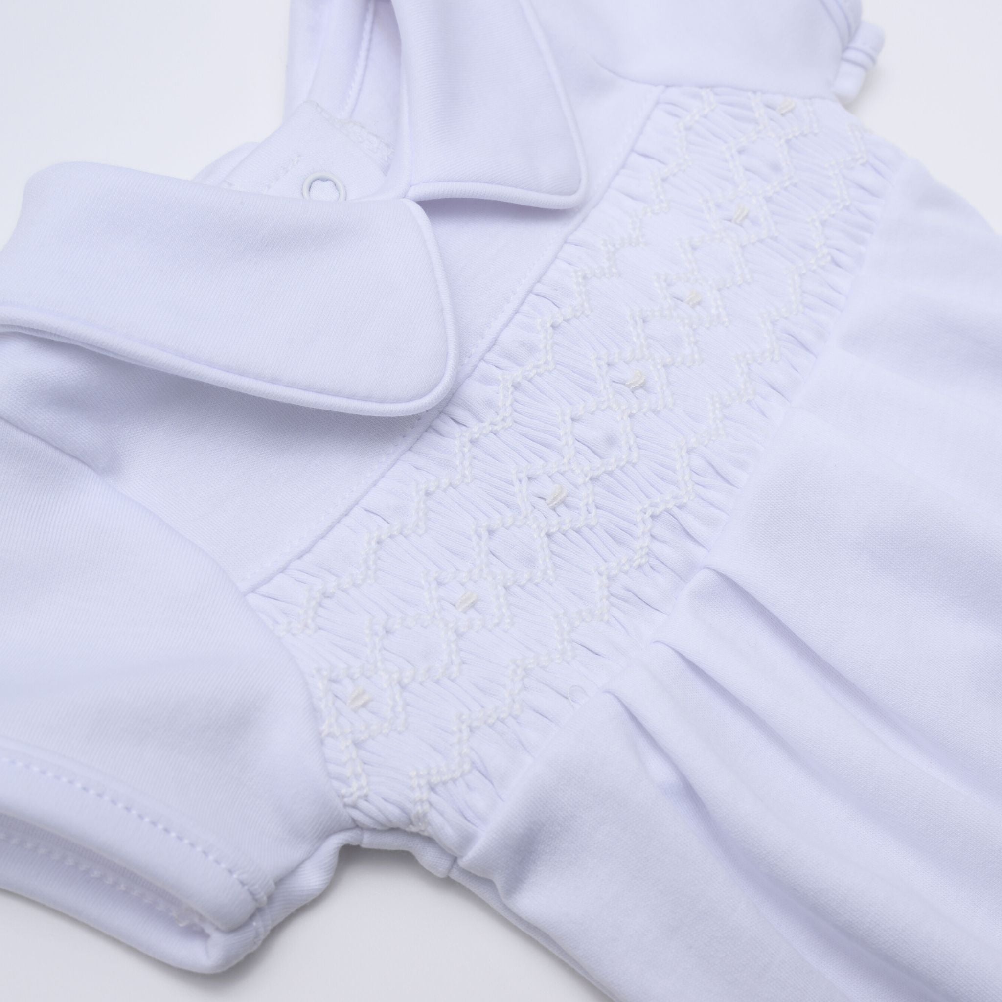 Hazel and Hudson Smocked Bubble - White - Magnolia BabyBubble