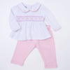 Hazel Smocked 2pc Pant Set - Pink - Magnolia BabyPant Set