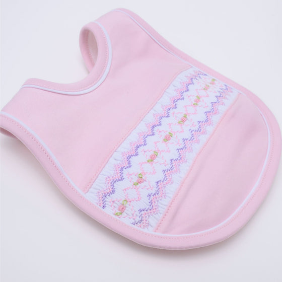 Hazel Smocked Bib - Pink - Magnolia BabyBib