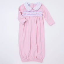  Hazel Smocked Gathered Gown - Pink - Magnolia BabyGown