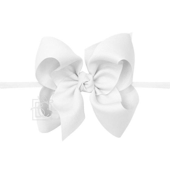 Headband with Signature Grosgrain Bow - White - Magnolia BabyHeadband