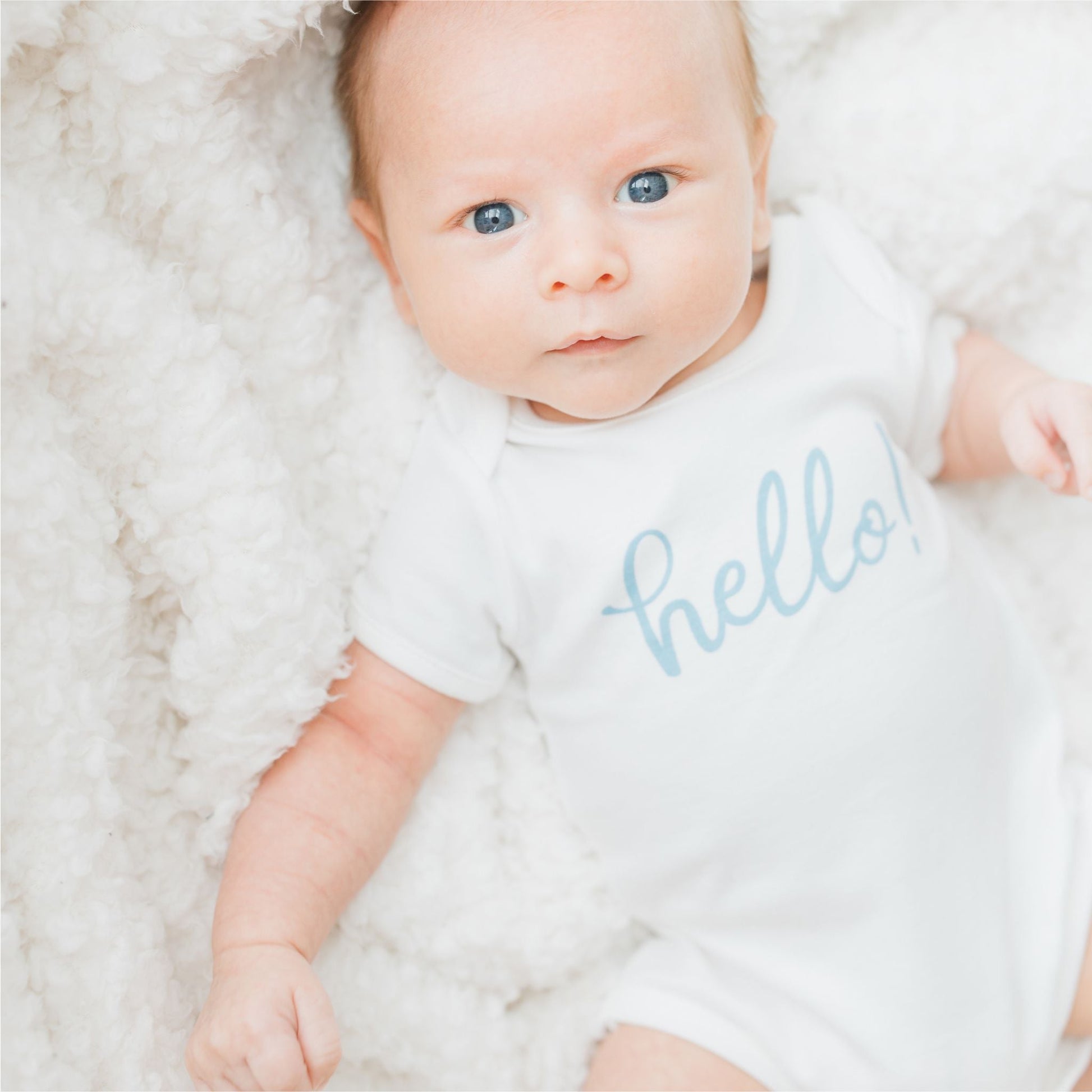 Hello! Bodysuit - Blue by Luna and Arlo - Magnolia BabyBodysuit