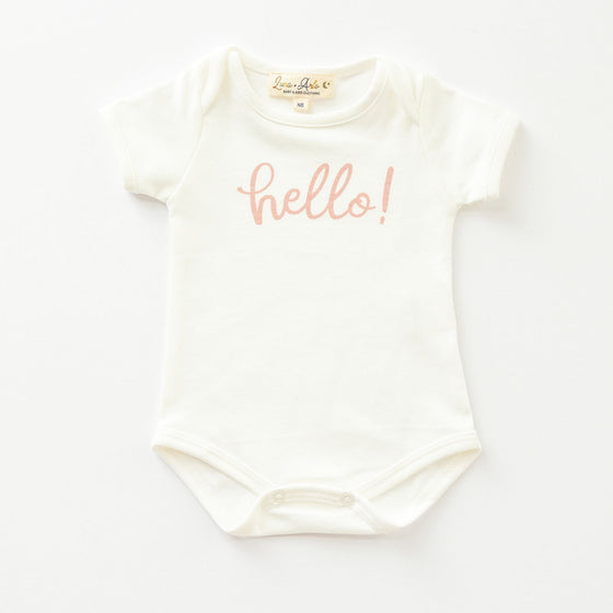 Hello! Bodysuit - Dusty Rose by Luna and Arlo - Magnolia BabyBodysuit