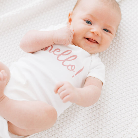 Hello! Bodysuit - Dusty Rose by Luna and Arlo - Magnolia BabyBodysuit