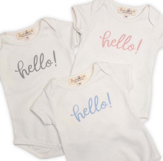 Hello! Bodysuit - Dusty Rose by Luna and Arlo - Magnolia BabyBodysuit