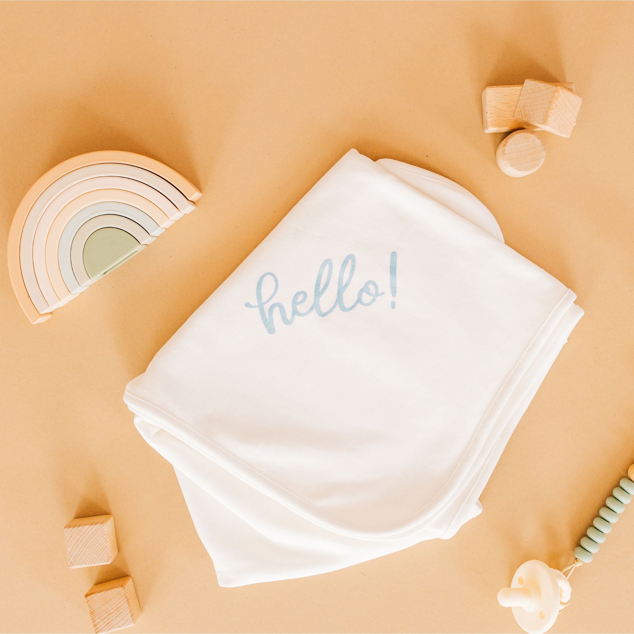 Hello! Receiving Blanket - Blue by Luna and Arlo - Magnolia BabyReceiving Blanket