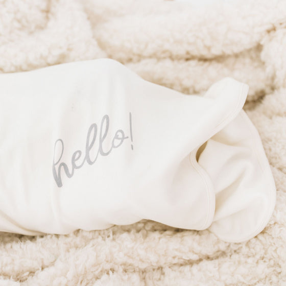 Hello! Receiving Blanket - Silver - Magnolia BabyReceiving Blanket