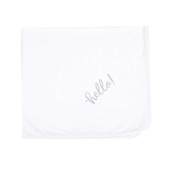 Hello! Receiving Blanket - Silver - Magnolia BabyReceiving Blanket