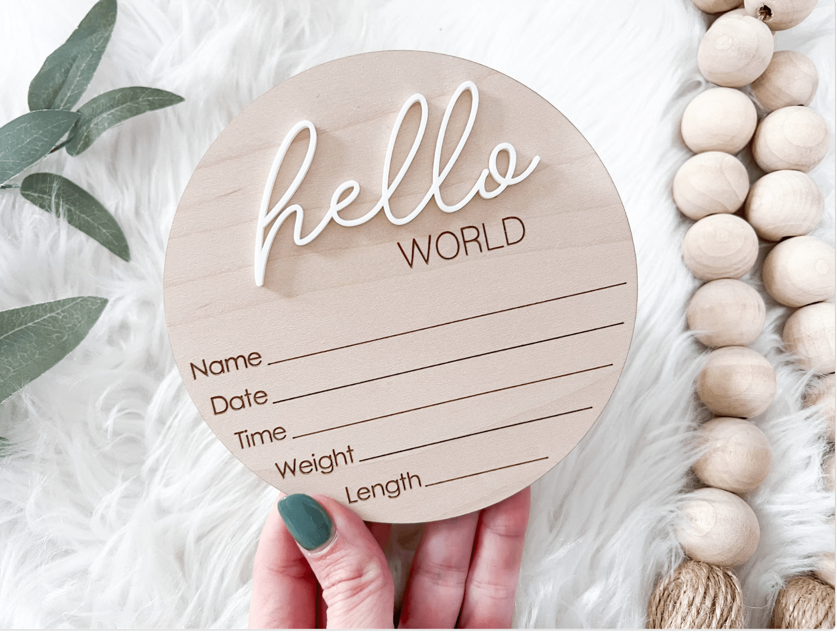 Hello World Stats Sign - Magnolia BabyPhoto Prop