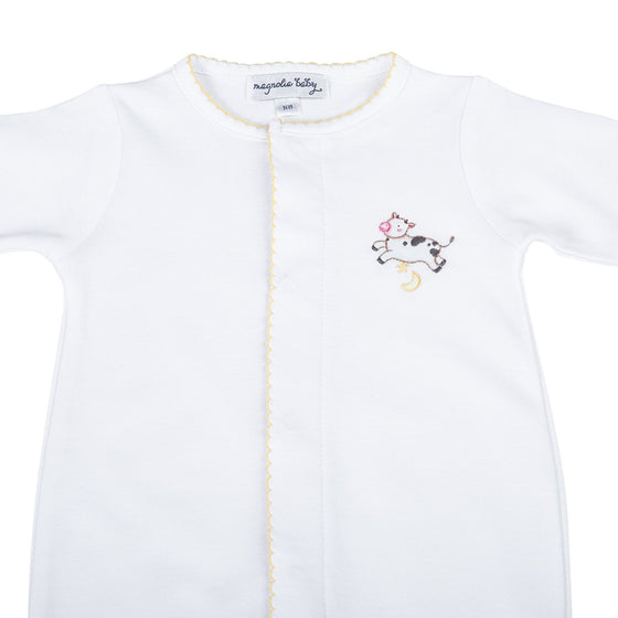 Hey, Diddle, Diddle Embroidered Footie - Magnolia BabyFootie