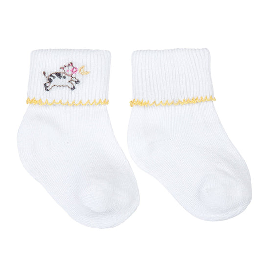 Hey, Diddle, Diddle Embroidered Socks - Magnolia BabySocks