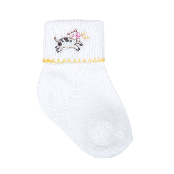 Hey, Diddle, Diddle Embroidered Socks - Magnolia BabySocks