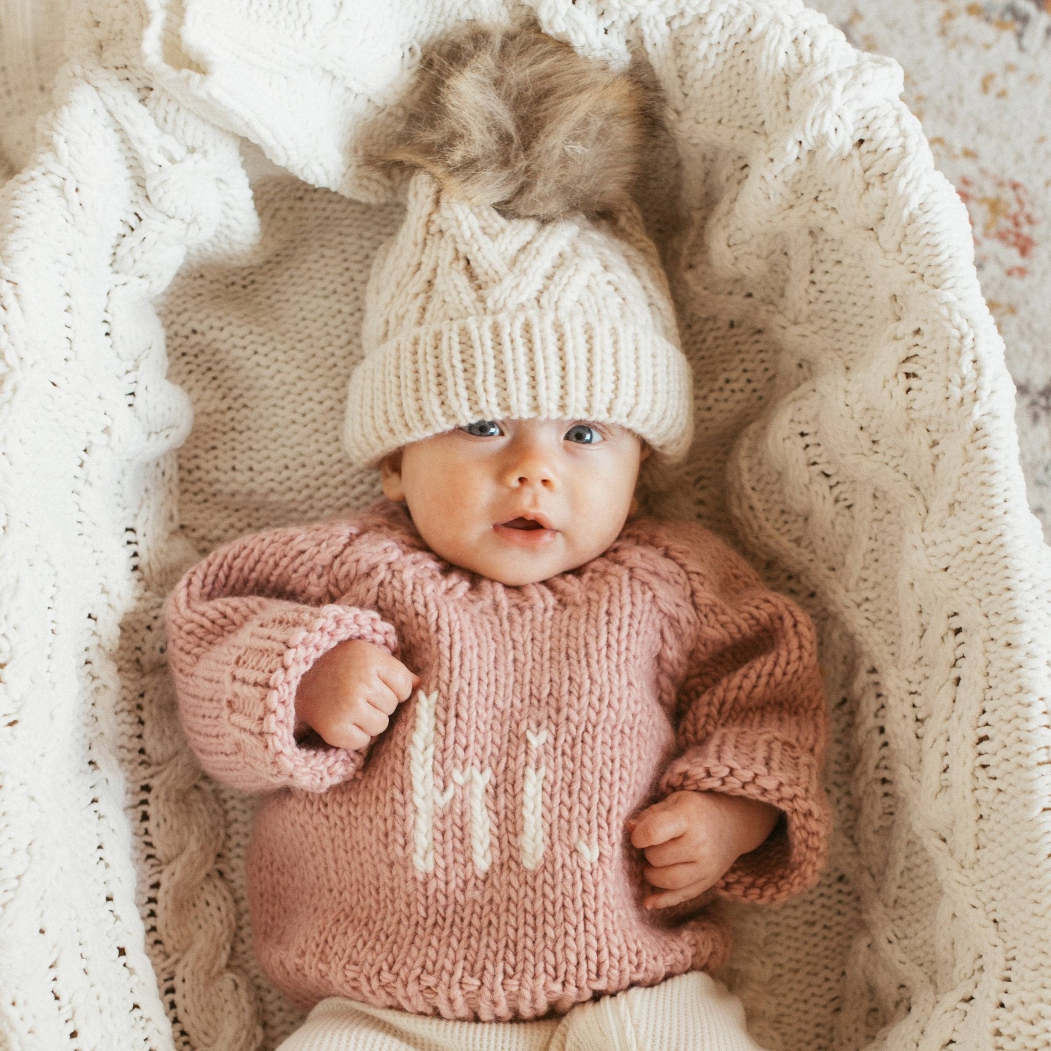 Hi. Crew Neck Sweater - Rosy - Magnolia BabySweater