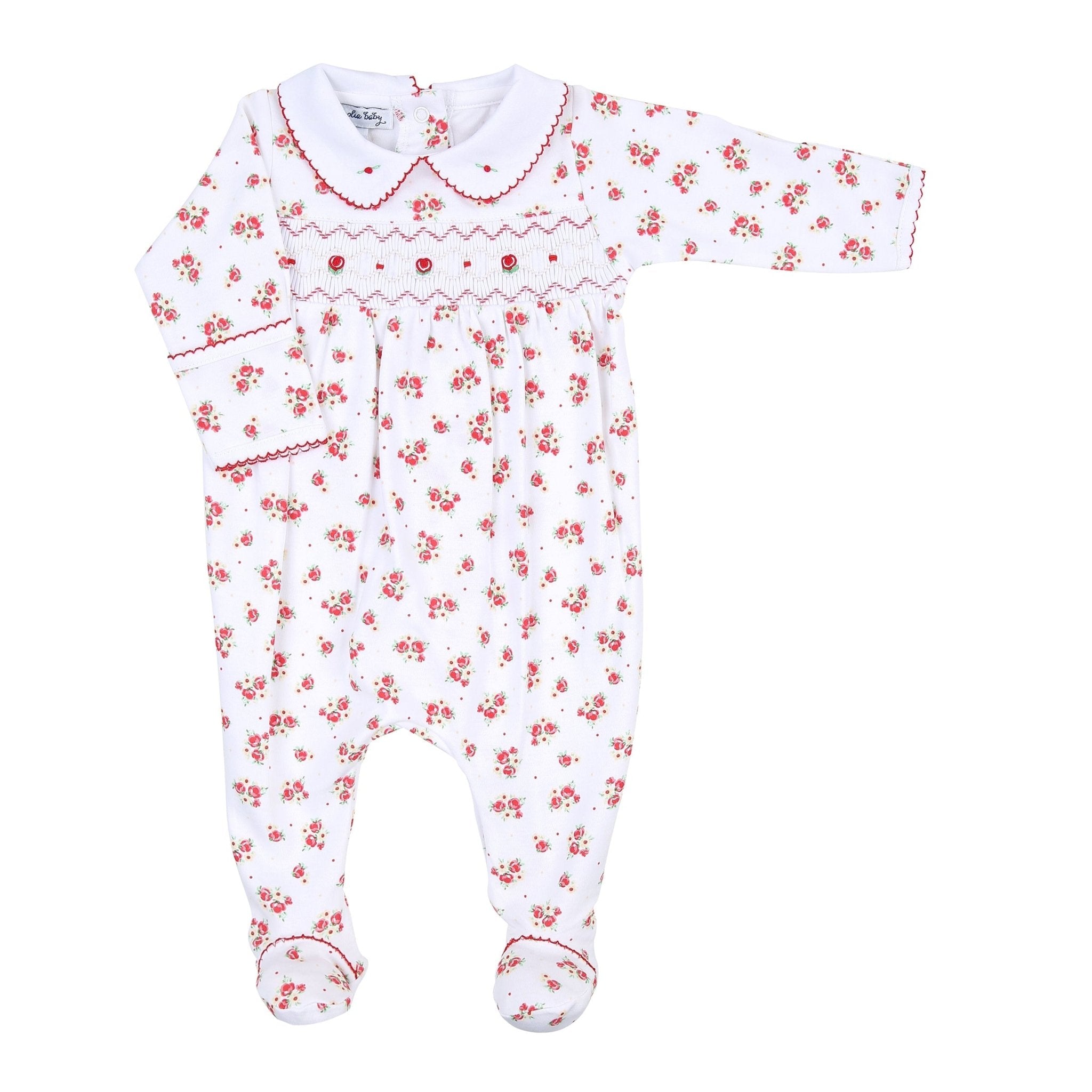 Holiday Annalise's Classics Smocked Print Footie - Magnolia BabyFootie