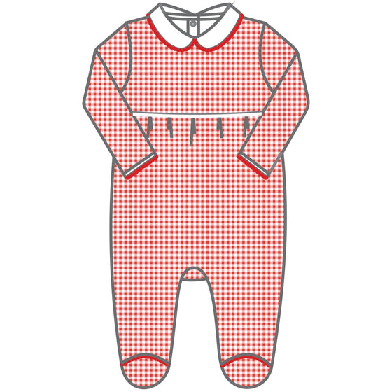 Holiday Minichecks Collared Girl Footie - Magnolia BabyFootie