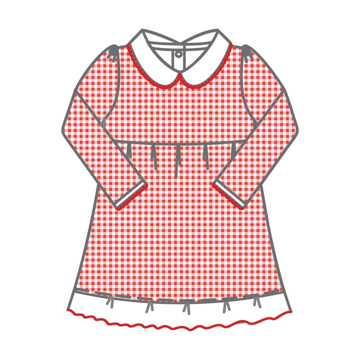 Holiday Minichecks Collared Long Sleeve Dress - Magnolia BabyDress