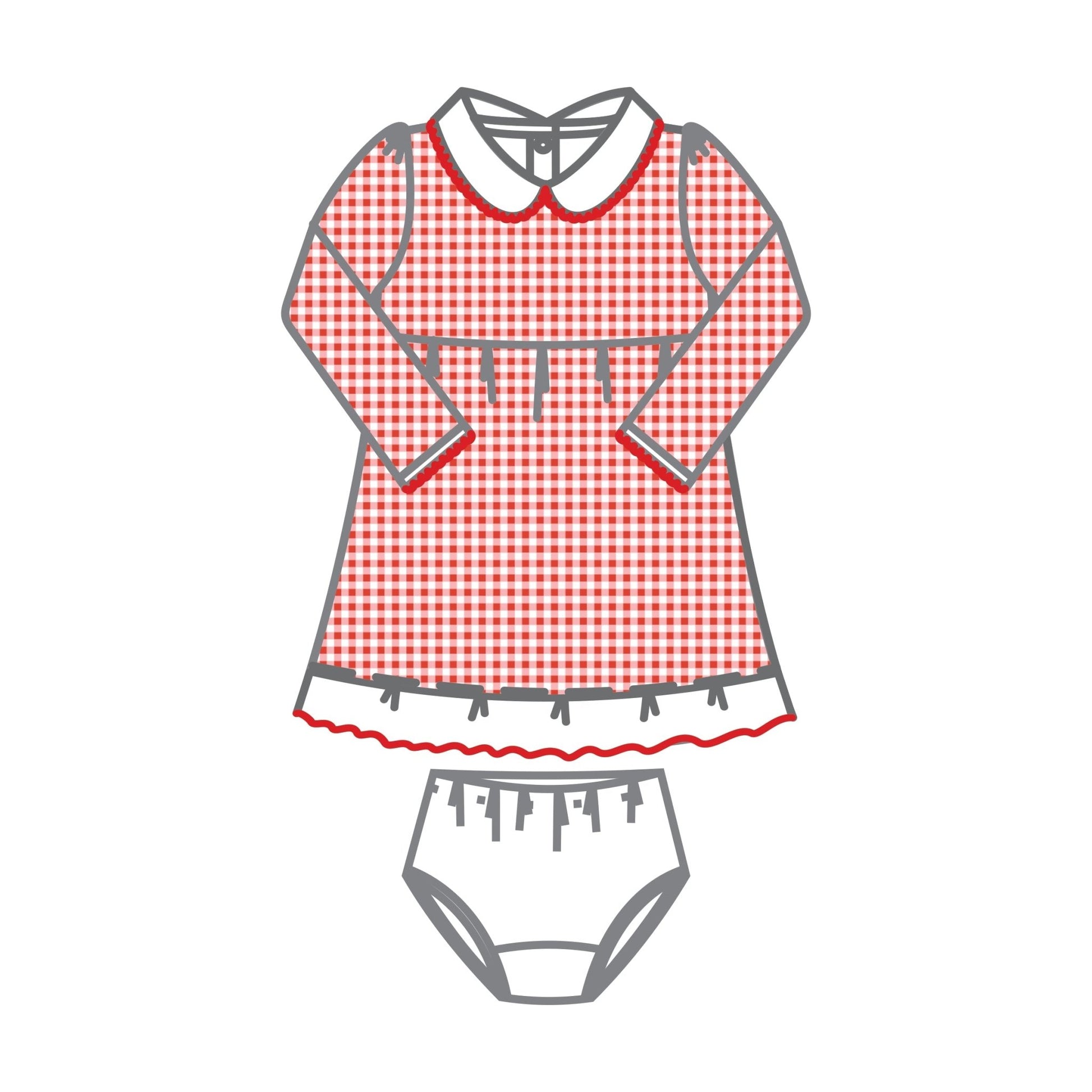 Holiday Minichecks Collared Long Sleeve Dress - Magnolia BabyDress
