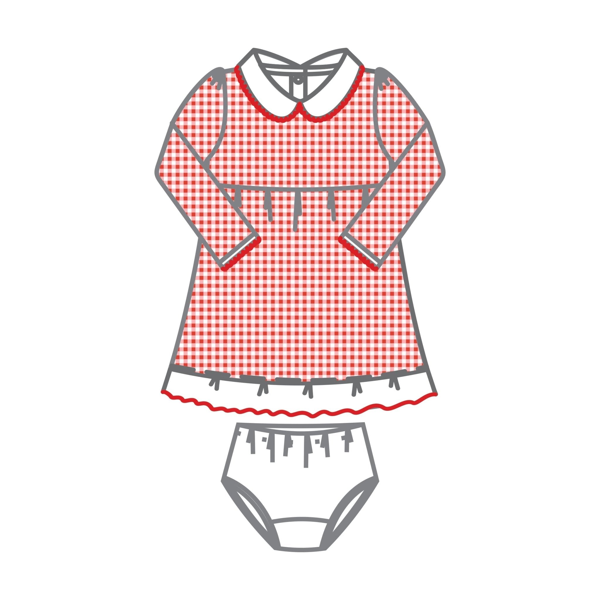 Holiday Minichecks Collared Long Sleeve Dress - Magnolia BabyDress