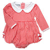 Holiday Minichecks Collared Ruffle Long Sleeve Bubble - Magnolia BabyBubble