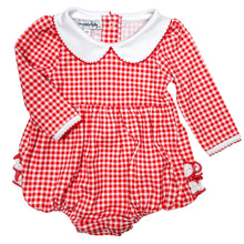  Holiday Minichecks Collared Ruffle Long Sleeve Bubble - Magnolia BabyBubble