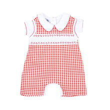  Holiday Minichecks Set Smocked Short Playsuit and Collared Short Sleeve Bodysuit - Magnolia BabyShort Playsuit Set