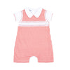 Holiday Minichecks Set Smocked Short Playsuit and Collared Short Sleeve T-Shirt - Magnolia BabyShort Playsuit Set