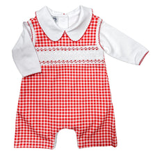  Holiday Minichecks Smocked Jon Jon and Collared Long Sleeve Bodysuit Set - Magnolia BabyShort Playsuit Set