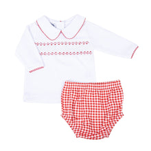  Holiday Minichecks Smocked Long Sleeve Diaper Cover Set - Magnolia BabyDiaper Cover