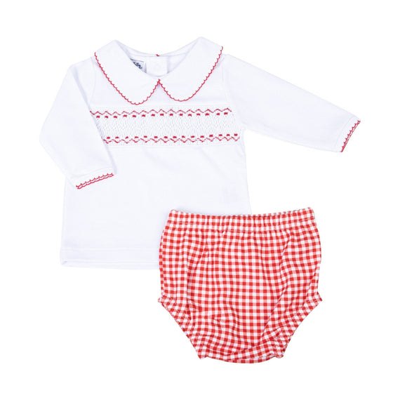 Holiday Minichecks Smocked Long Sleeve Diaper Cover Set - Magnolia BabyDiaper Cover