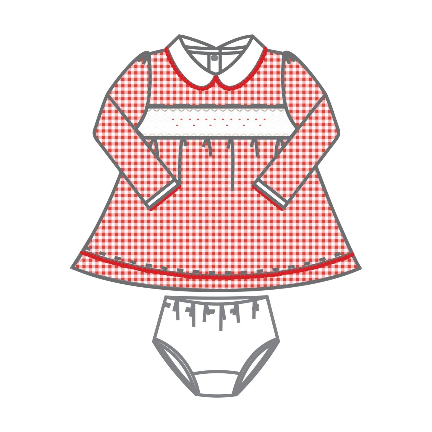 Holiday Minichecks Smocked Long Sleeve Dress - Magnolia BabyDress