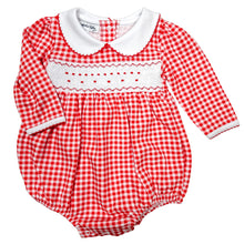  Holiday Minichecks Smocked Long Sleeve Girl Bubble - Magnolia BabyBubble