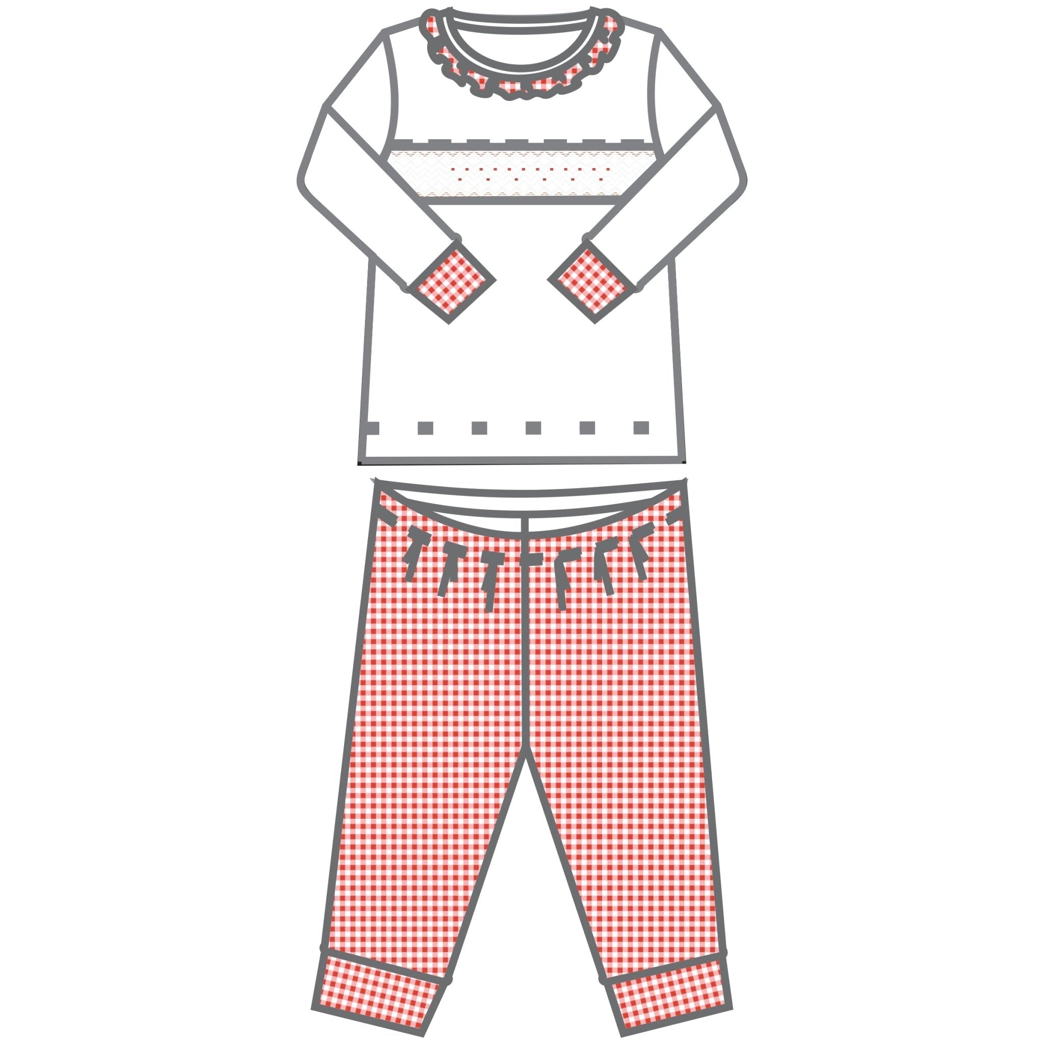 Holiday Minichecks Smocked Ruffle Long Pajama - Magnolia BabyLong Pajamas