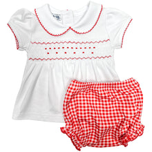  Holiday Minichecks Smocked Ruffle Short Sleeve Diaper Cover Set - Magnolia BabyDiaper Cover