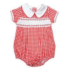  Holiday Minichecks Smocked Short Sleeve Boy Bubble - Magnolia BabyBubble