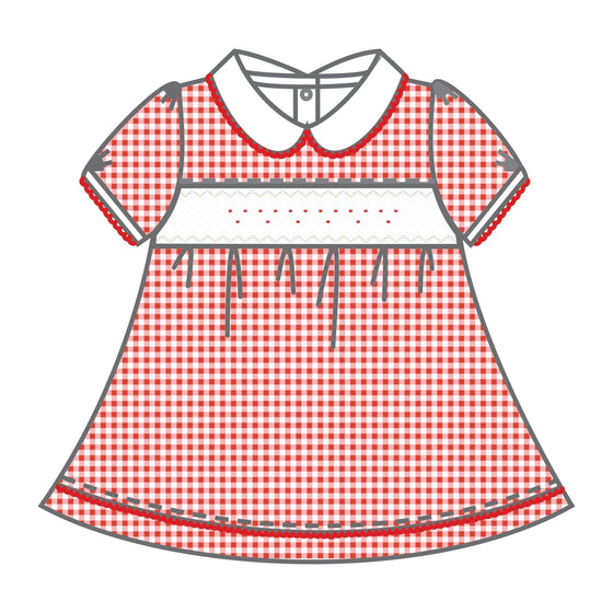 Holiday Minichecks Smocked Short Sleeve Dress - Magnolia BabyDress