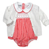 Holiday Minichecks Smocked Short Sleeve Girl Bubble - Magnolia BabyBubble