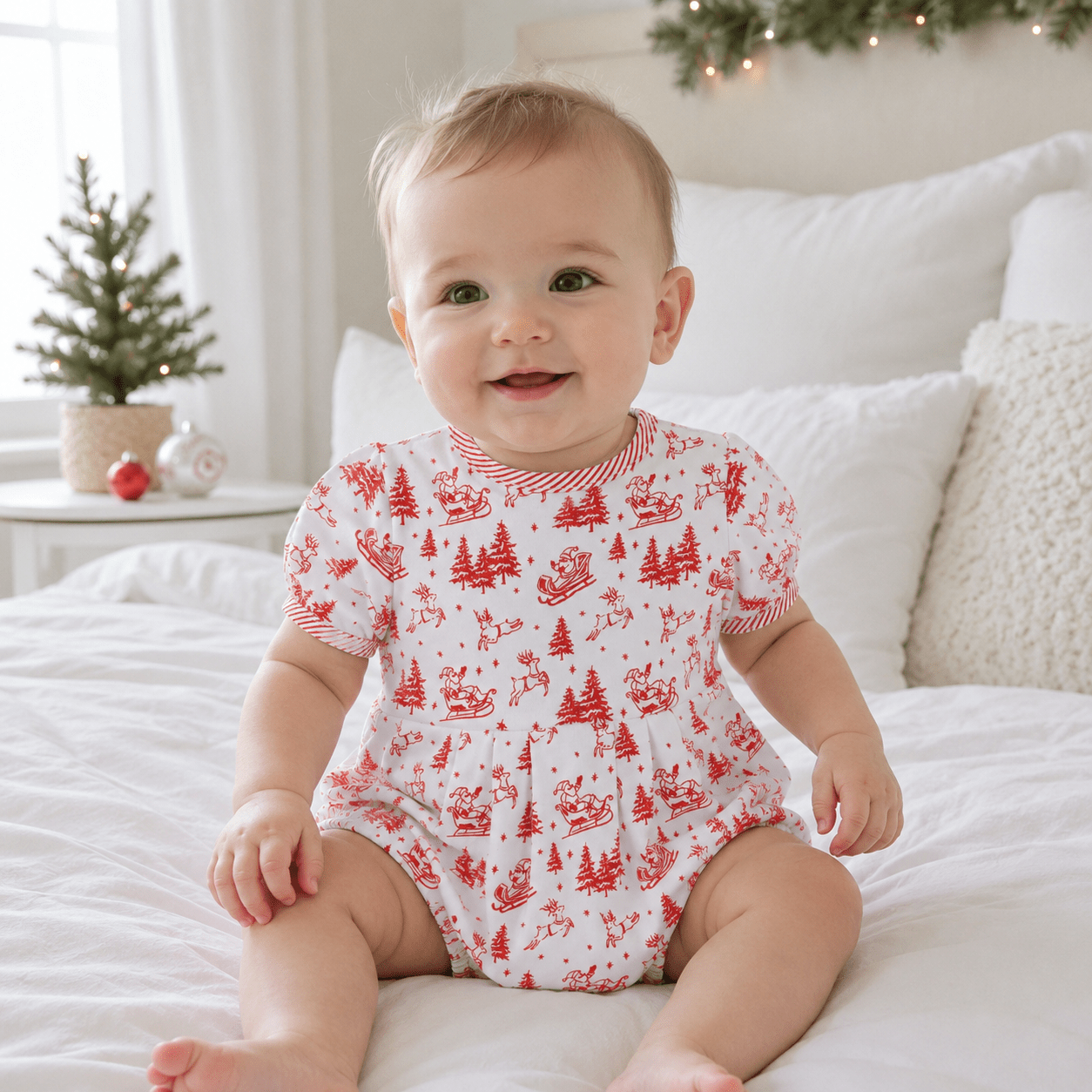 Magnolia Baby_Holiday Toile Boy Bubble - Red_1