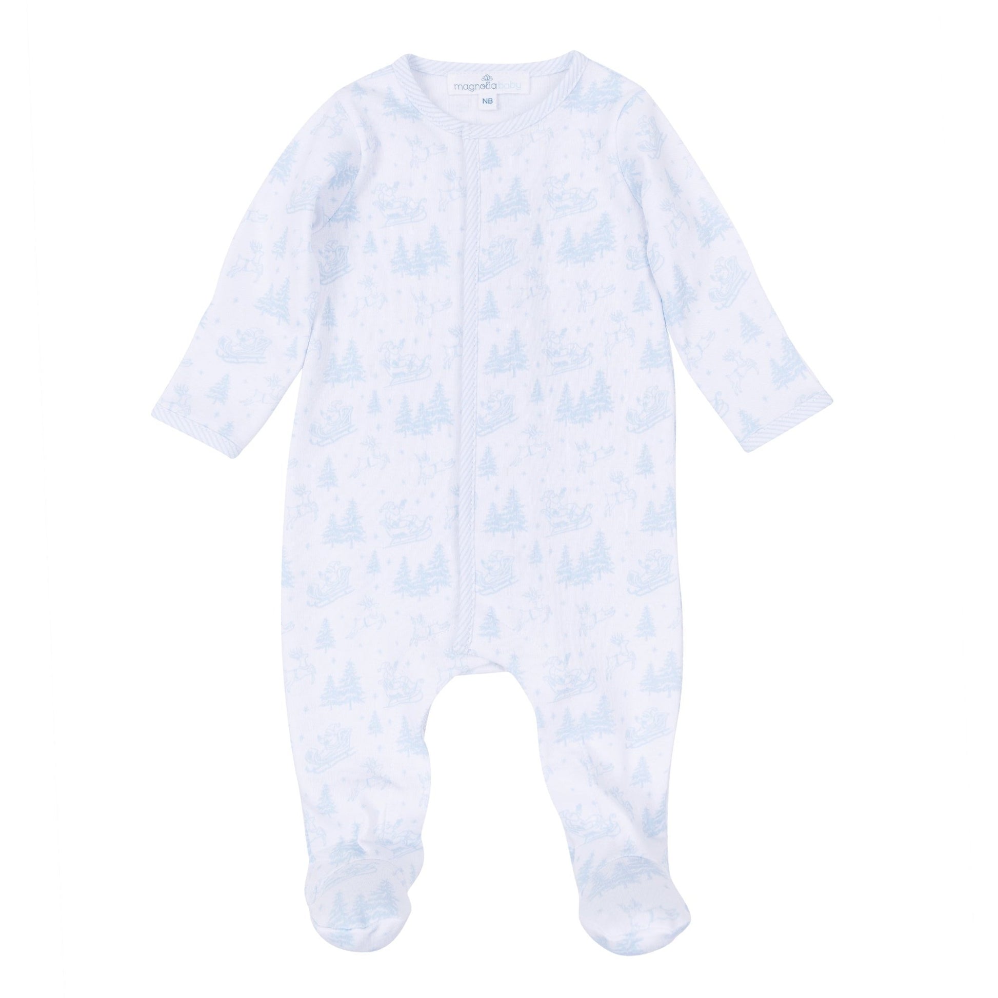 Magnolia Baby_Holiday Toile Footie - Light Blue_2