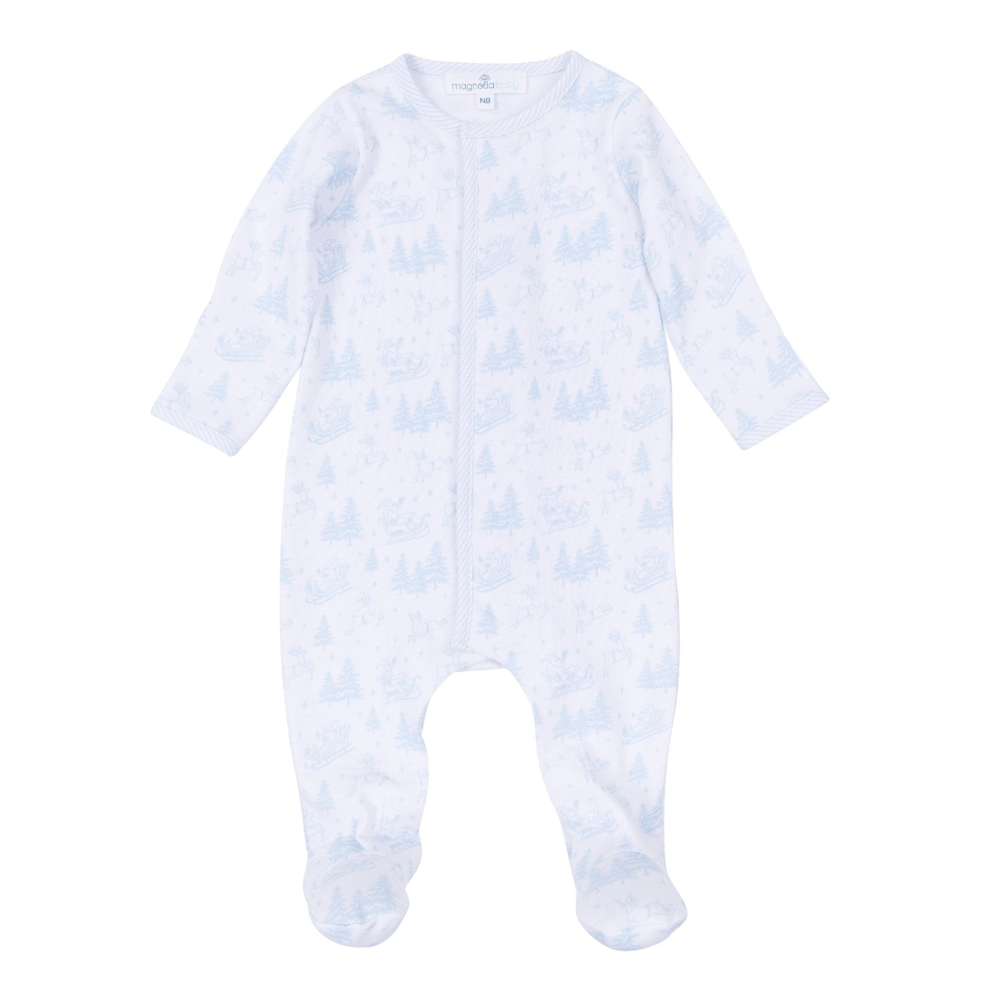 Magnolia Baby_Holiday Toile Footie - Light Blue_2